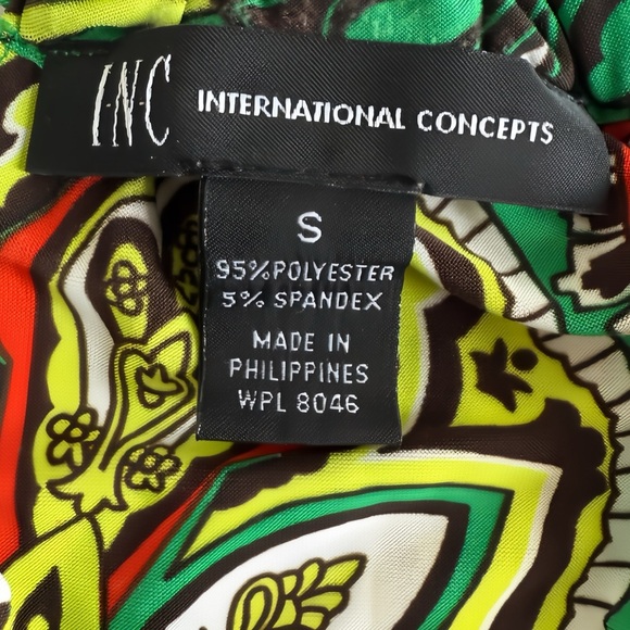INC International Concepts Dress  S Green Orange Paisley Sequin Sparkle A-Line - Picture 4 of 8